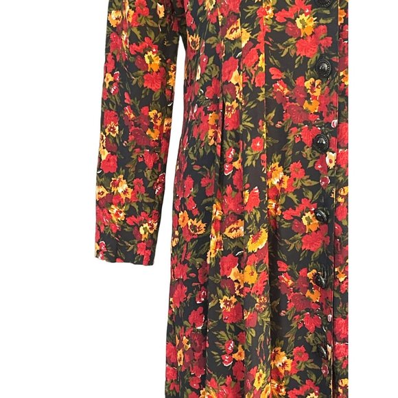 Vintage Express Women's Floral Button Front Midi Dress Size 7/8 Y2K Campagnie - Picture 2 of 6
